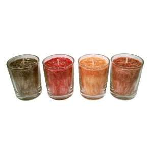  4 Vanilla Hand Poured Palm Wax Votive Candles   Red, Green 