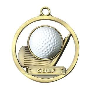  2 Die Cast Medals with Raised Rubber Golf Ball   Includes Red 