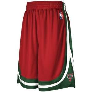  adidas Milwaukee Bucks Red Pre Game Mesh Basketball Shorts 