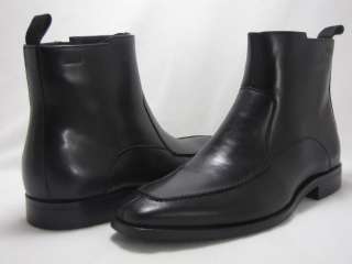 Hugo Boss Mens Massano Black Leather Zipper Casual Fashion Dress Ankle 