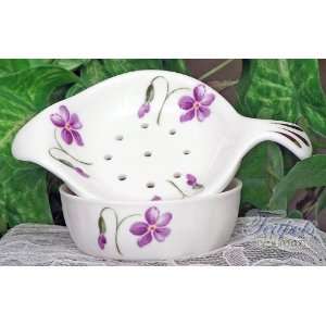  Heirloom Violets Bone China Tea Strainer