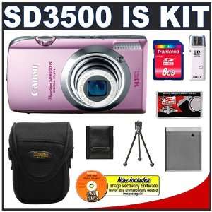 Canon PowerShot SD3500 IS Digital ELPH Camera (Pink) + 8GB Card + Case 