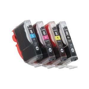  4 Pk of Remanufactured CANON Printer Ink Cartridges with 