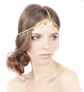 Gold coin Grecian style Greek Chain Headpiece Headband  