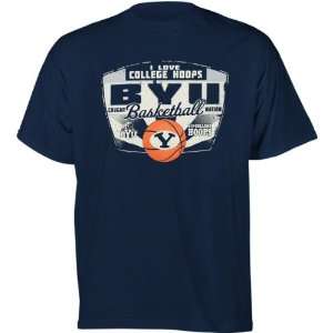  BYU Cougars Navy I Love College Hoops T Shirt Sports 