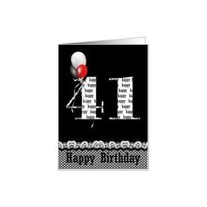  41st birthday balloon lace bouquet gingham Card Toys 