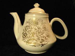 White China Teapot with Gold Floral & Trim   Japan  
