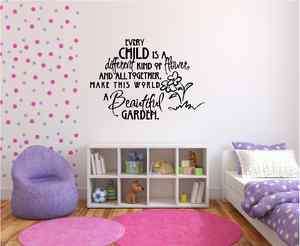 Every Child Is A Different Kind Flower Child Room Vinyl Wall Decor 