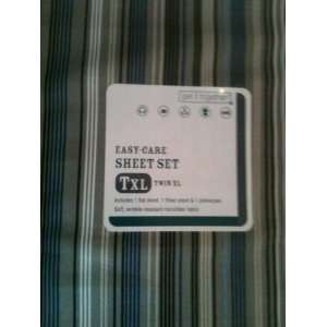  Get It Together Easy Care Sheet Set Twin XL Striped Blue 