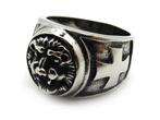   silver stainless steel cool cross lion party band charm ring  