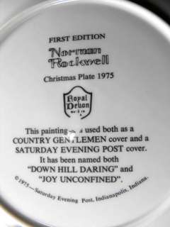 1975 1ST EDITION NORMAN ROCKWELL CHRISTMAS PLATE + BOX  