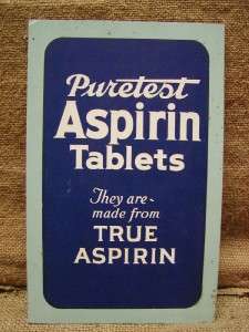 Vintage Asprin Sign  Antique Old Signs Medicine Drug  