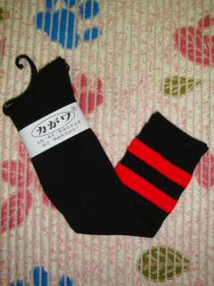 New Women Stripe Black Red Knee High Socks b070  