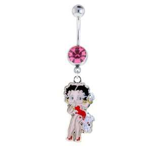   Piercing Jewelry Pink Gem Belly Navel Dangle Betty with Pudgy the Dog