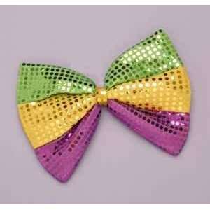  Mardi Gras Jumbo Sequin Clip On Bow Tie Toys & Games