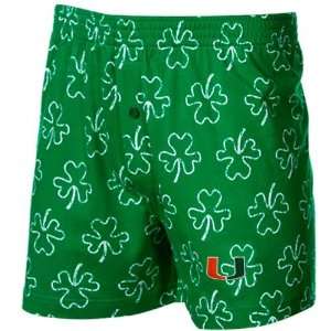  Miami Hurricanes Kelly Green Limerick Boxer Shorts (Small 