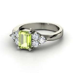  Apex Ring, Emerald Cut Peridot Sterling Silver Ring with 