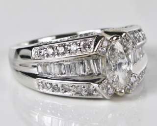 6400 14k White Gold 2.00ctw Genuine F SI1 Marquise Diamond Engagement 