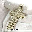 Gold Finish Double Layered Fully Iced Out Bling Cross  