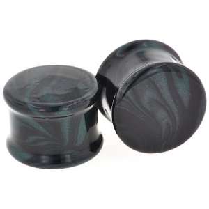   Black / Gunmetal Borostone Plugs 9mm Glasswear Studios Jewelry