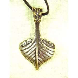   with Bronze Patina Pendant Viking Ship Necklace Odin Thor Norse Viking