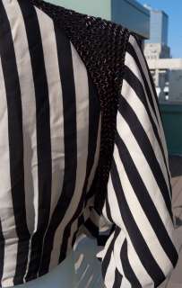   Classic 3.1 Phillip Lim Beige Black striped crop silk beaded shirt top