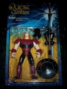 QUEST FOR CAMELOT RUBER WITH ARMOR CRUSHING BATTLE MACE, HELMET 