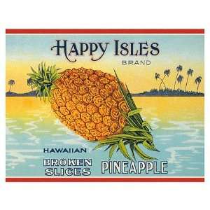  Hawaii Poster Happy Isles Brand Pineapple 12 inch by 18 