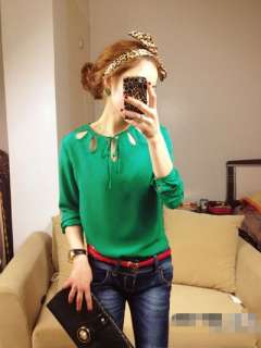 2012 Sexy Neck Detail Tenderly Women Tops Blouses Shirts S M L 3 Color 