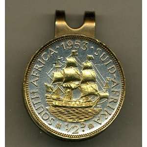  Coin Ball Marker   So. African ½ penny Sailing ship (quarter size