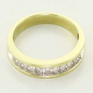 Lovely Solid 10K White & Yellow Gold Channel Set Diamond Wedding Band 