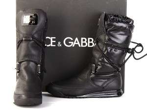 NEW DOLCE & GABBANA BLACK LEATHER WOMENS COLLECTION BOOTS SHOES 35.5 