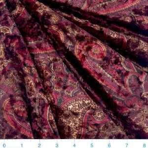  58 Wide Panne Velvet Paisley Red Fabric By The Yard 