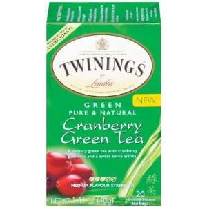 Twinings Green & Cranberry Tea, 20 ct Tea Bags, 6 ct (Quantity of 1)