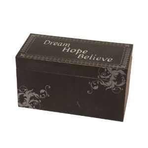  Wilco Imports Black Wooden Decorative Box Dream Hope 
