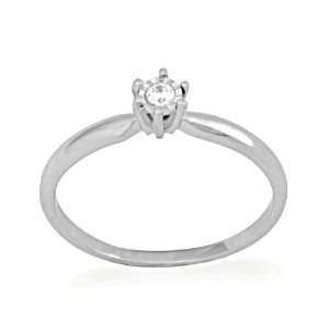   White Gold Round Diamond Solitaire Promise Ring (1/20 cttw) D GOLD