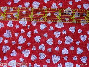 Fabric Traditions Red Valentine glitter hearts novelty cotton 1 yard 