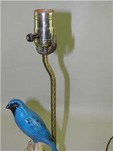 ANTIQUE SPODE MAJOLICA PORCELAIN BLUE BIRD LAMPS  