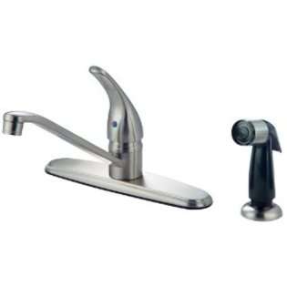 Hardware House 425942 Single Handle Kitchen Faucet with Spray Satin 