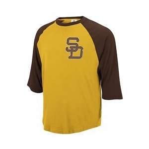San Diego Padres Rotation 3/4 Sleeve Jersey T Shirt by Reebok   Brown 