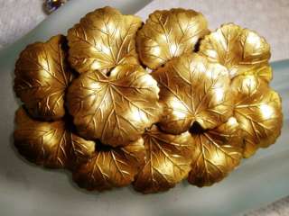 Large VINTAGE Goldtone Stacked LILY PAD BROOCH Pin 2.5  