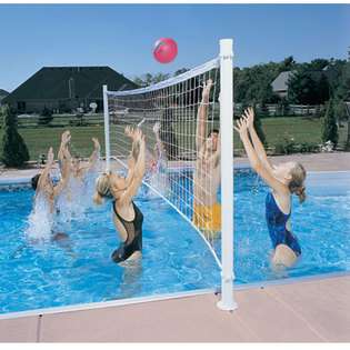   Dunnrite DeckVolly Swimming Pool Volleyball Set with Aluminum Anchors