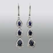 Lab Created Blue Sapphire Pear Drop Earrings in Sterling Silver at 