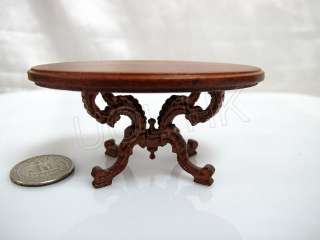 scale Victorian coffee table finished in walnut for doll house 