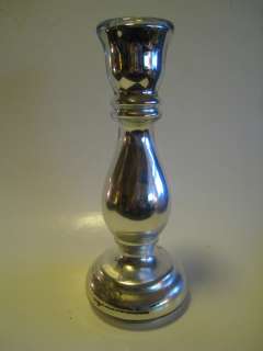 Mirror Silvered Glass Art Glass Candlestick, Candle Holder  