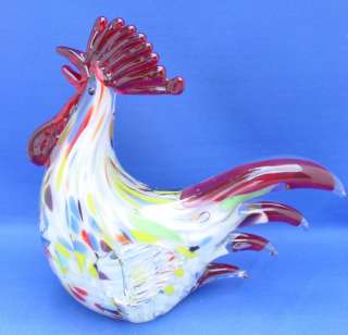 Global Village Studio ART GLASS ROOSTER Multicolors WOW  