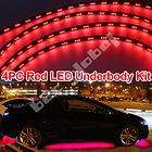 4pc Red Underglow Car LED Neon Lights Lighting w. Wireless Remote