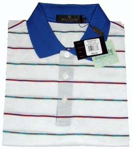   NWT L 100% Cotton Short Sleeve Mens Golf Polo Shirt Stripes  