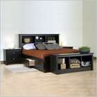 Prepac Sonoma Black Wood Platform Storage Bed 3 Piece Bedroom Set