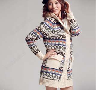 New Fashion Hot Korea Top Small Houses Pattern Hood Sweater Coat Red 